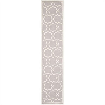 Safavieh 2 ft. -6 in. x 6 ft. Runner Contemporary Dhurries- Grey and Ivory- Flatweave Rug DHU545G-26